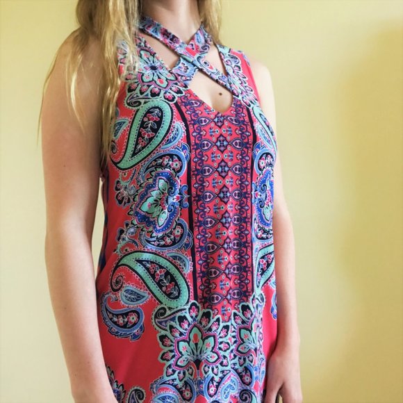 Pink Paisley Keyhole Comfy Summer Dress - Picture 3 of 7